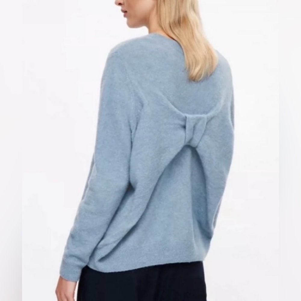 COS Light Blue Bow-Back Crew Neck Sweater- Wool/Mohair Blend- Size: S -Like New!